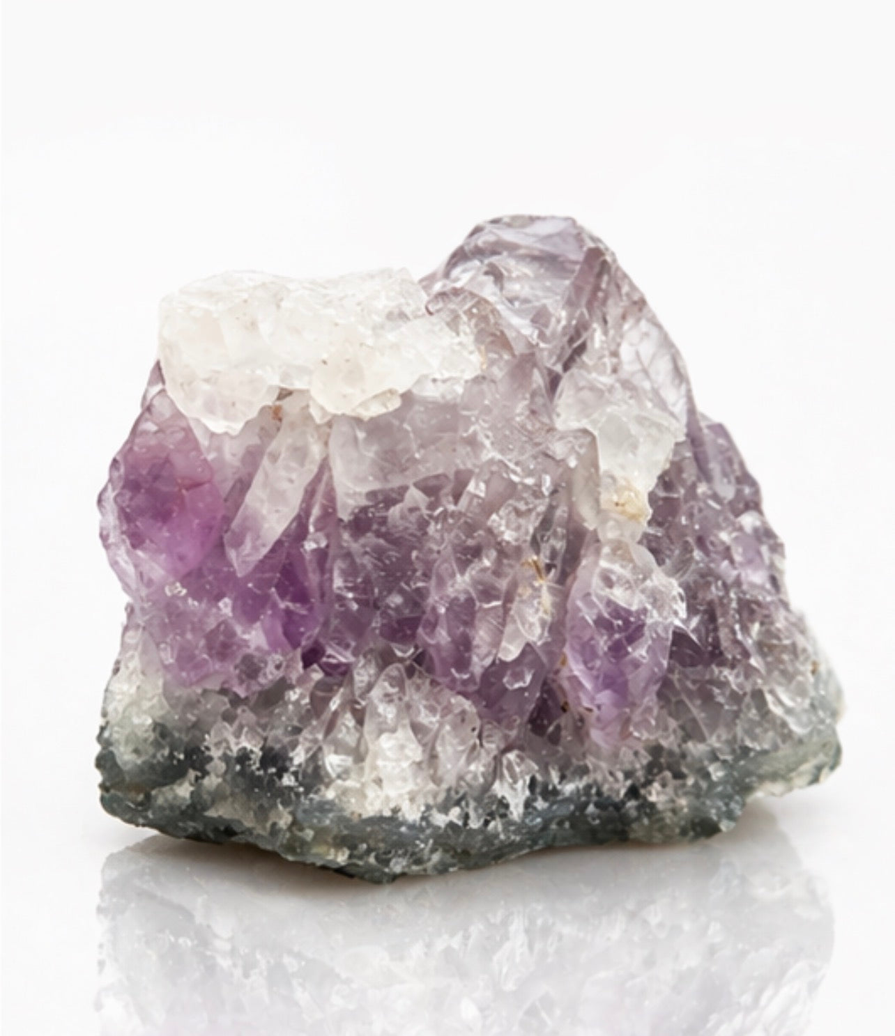 Natural Raw Amethyst Crystal Cluster with Purple and Clear Quartz Points