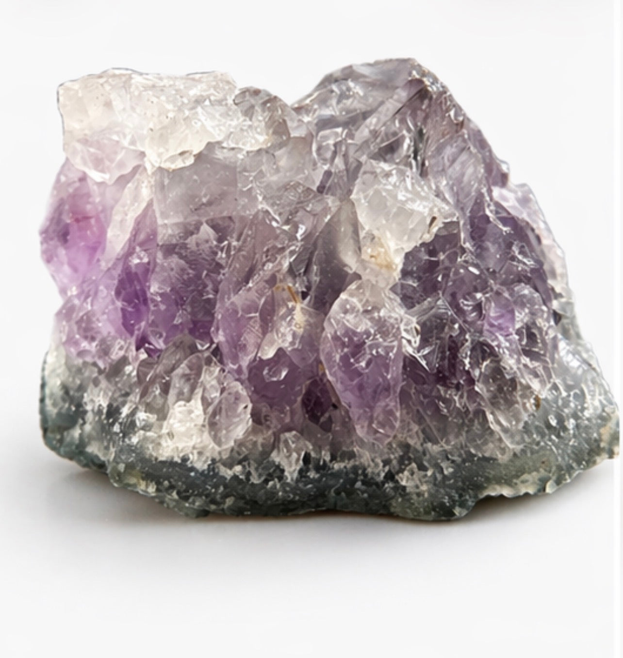 Natural Raw Amethyst Crystal Cluster with Purple and Clear Quartz Points