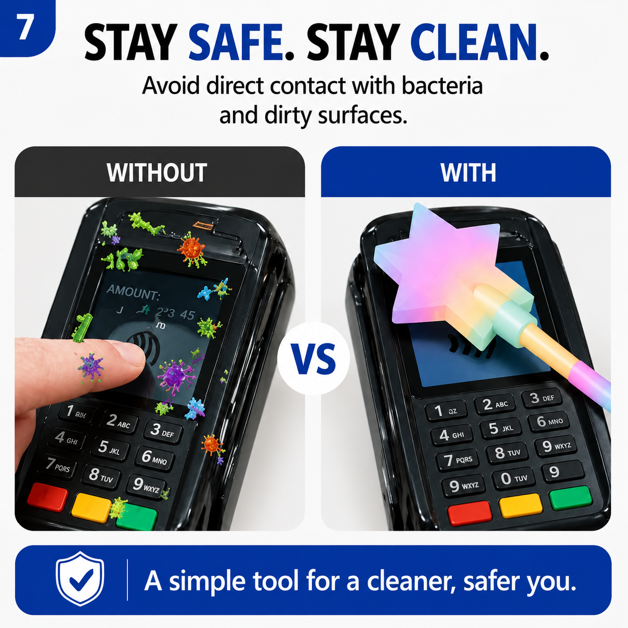 Retractable Rainbow Star No-Touch Payment Wand | Cute Contactless Tap Tool for Cards, Screens, Gas Pumps, Kiosks & Everyday Shopping