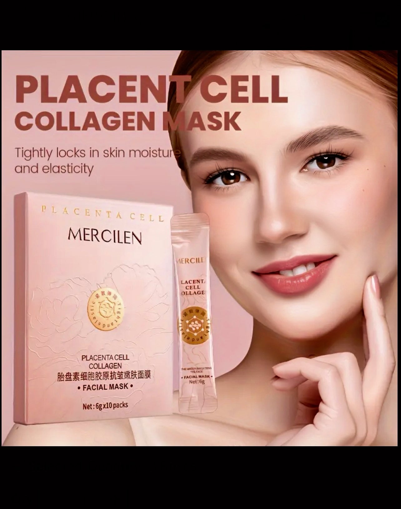 MERCILEN Placenta Collagen Face Mask - Korean-Style Collagen-Rich Serum Gel, Overnight Hydration