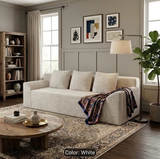 71”Inch Modern Corduroy Sleeper Sofa | Deep Seat Floor Couch with Wide Armrests, Side Pockets & Plush Pillows for Living Room