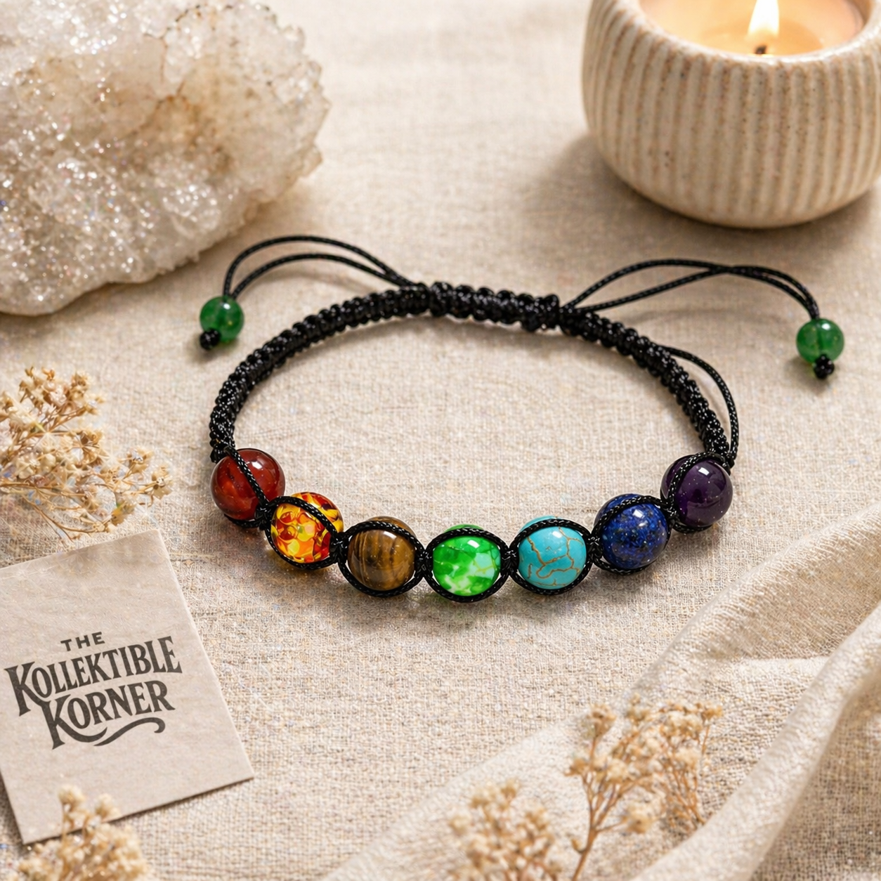 7 Chakra Healing Bracelet - Adjustable Natural Stone Beaded Spiritual Bracelet for Balance, Energy & Meditation