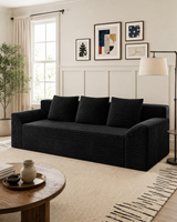 71”Inch Modern Corduroy Sleeper Sofa | Deep Seat Floor Couch with Wide Armrests, Side Pockets & Plush Pillows for Living Room
