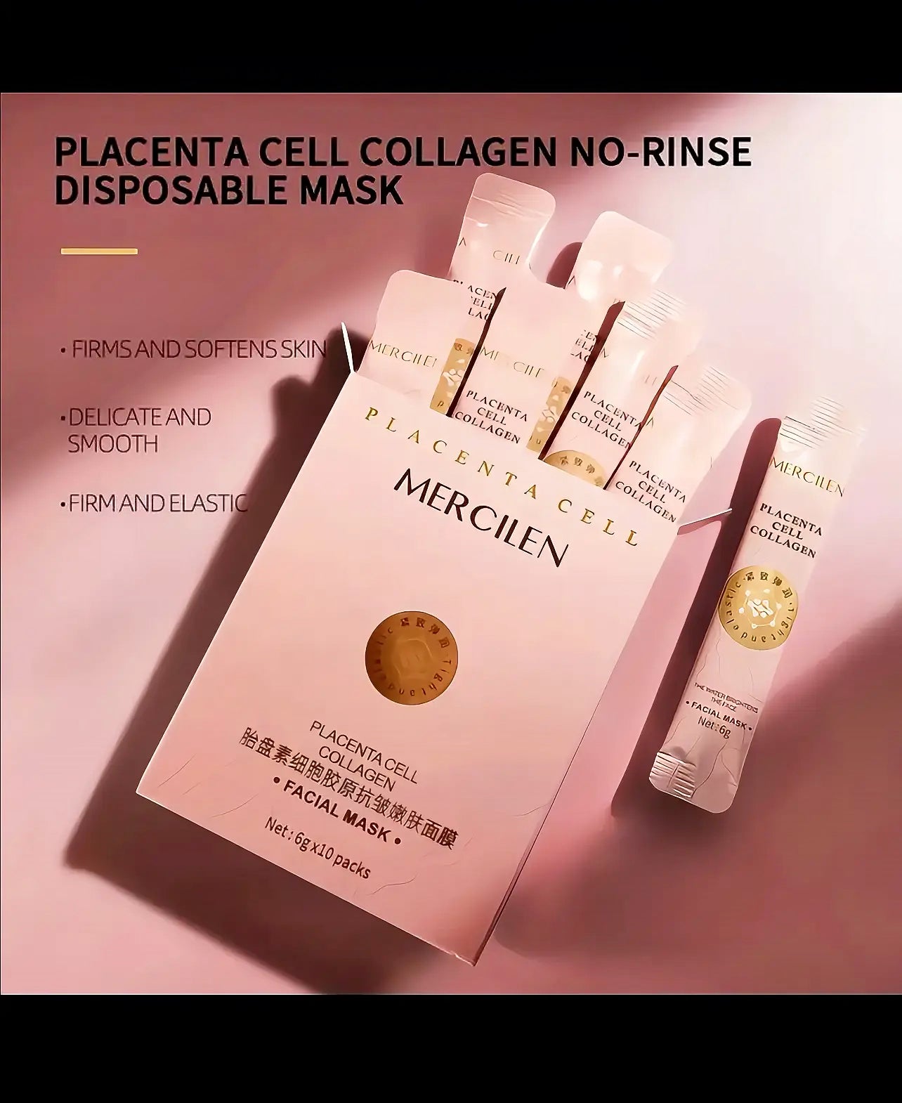 MERCILEN Placenta Collagen Face Mask - Korean-Style Collagen-Rich Serum Gel, Overnight Hydration