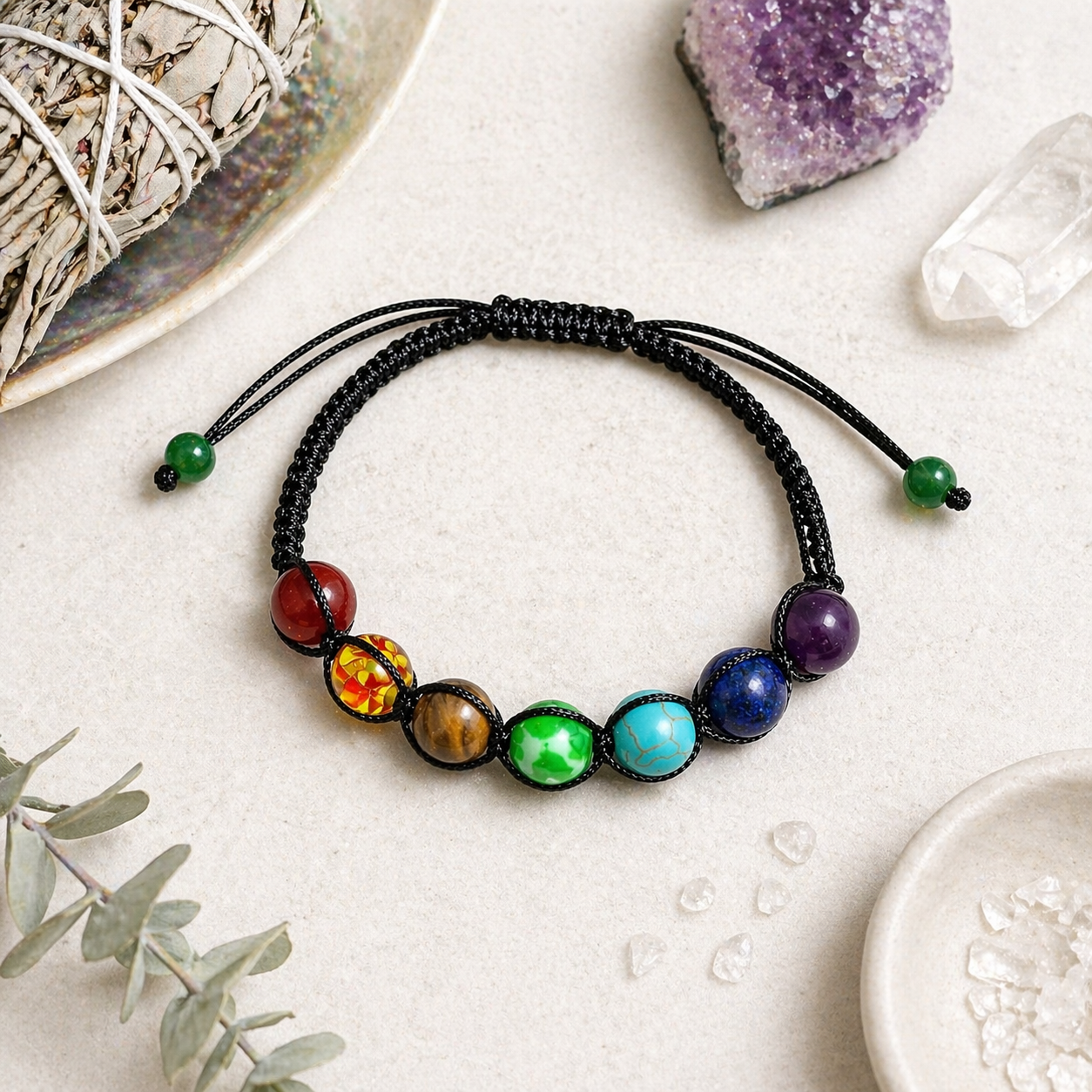 7 Chakra Healing Bracelet - Adjustable Natural Stone Beaded Spiritual Bracelet for Balance, Energy & Meditation