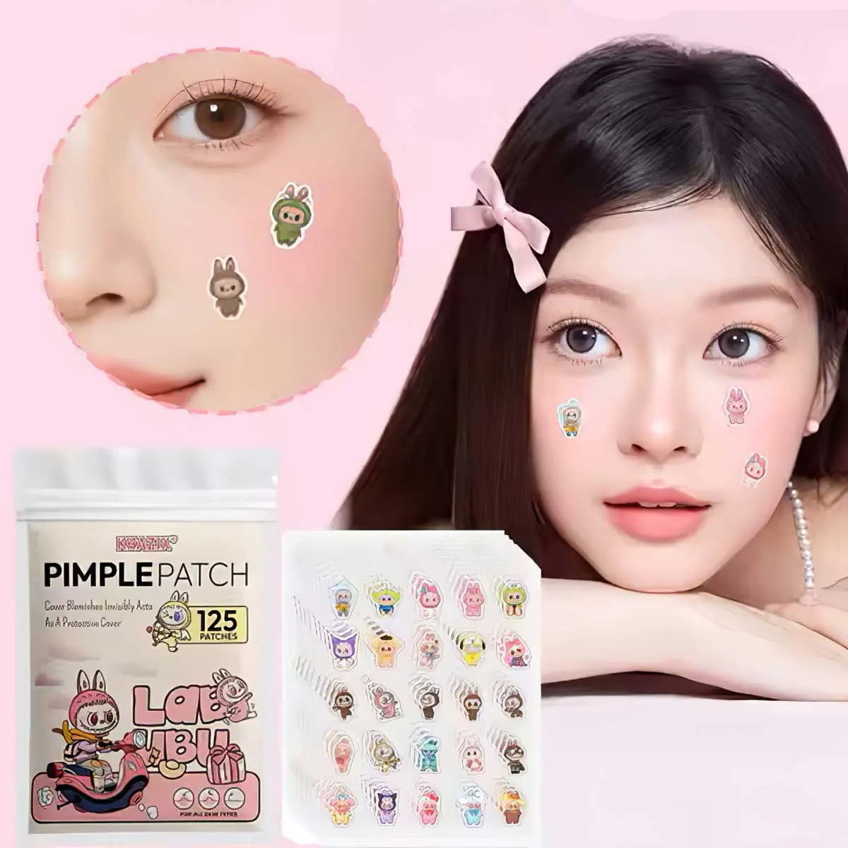 Hydrocolloid Waterproof Labubu Acne Pimple Patches 125ct